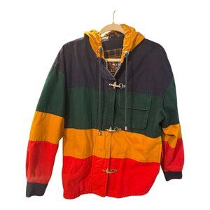 Vintage French Country Express Colorblock Jacket XS Toggle Hooded Retro 80s